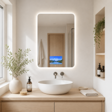 Зеркало с bluetooth колонками настенное с подсветкой и цифровым экраном 11 дюймов (1280x800 мм) для загрузки видео и фото с управлением со смартфона Смарт 007 